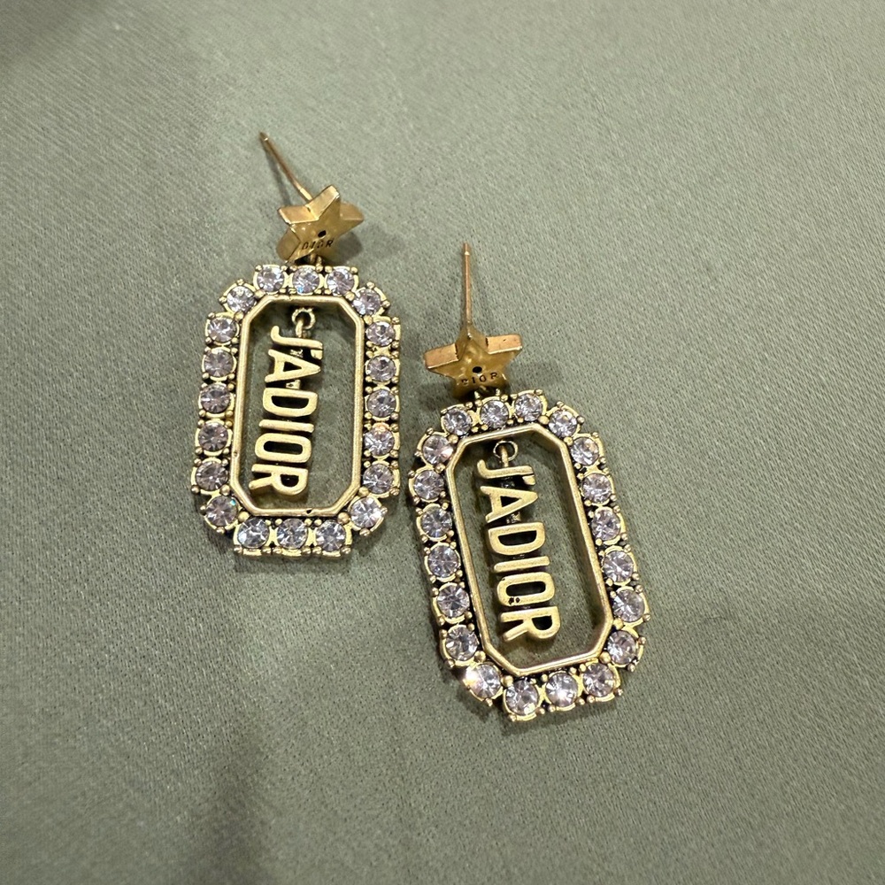 Dior Gold Art Deco Earrings with Geometric Design